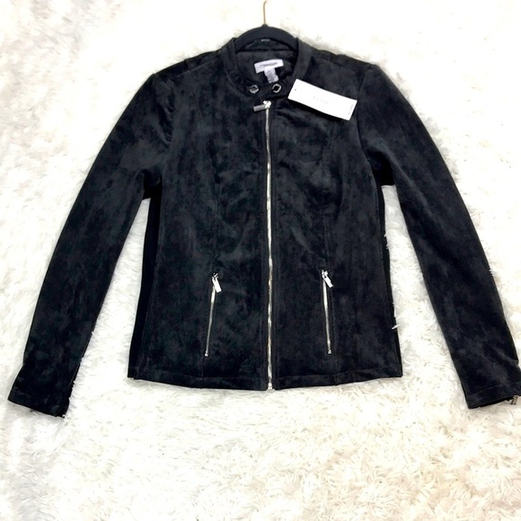 NWT Calvin Klein Faux Suede Full Zip - Picture 1 of 11